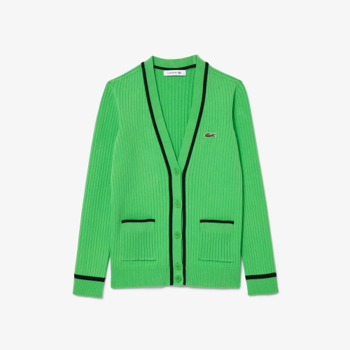 V Neck 3D Rib Knit Cardigan
