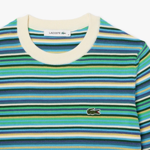 Short Sleeved Striped Cotton Sweater