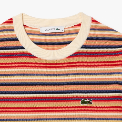 Short Sleeved Striped Cotton Sweater