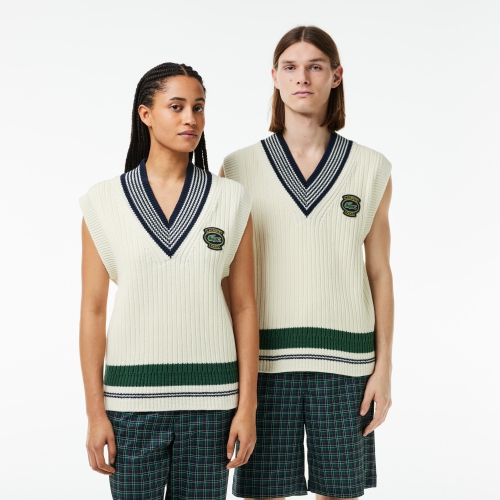 Heavy Knit Badge Tennis Sweater
