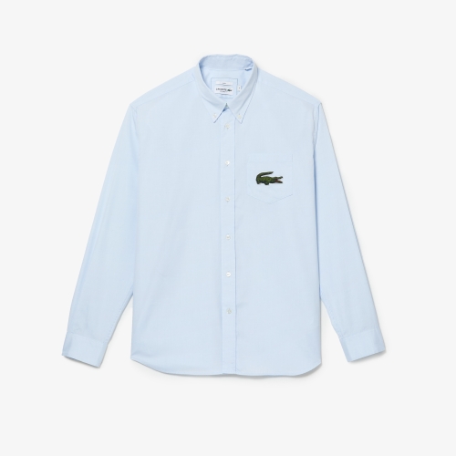 Unisex Lacoste Striped Crocodile Embroidery Shirt