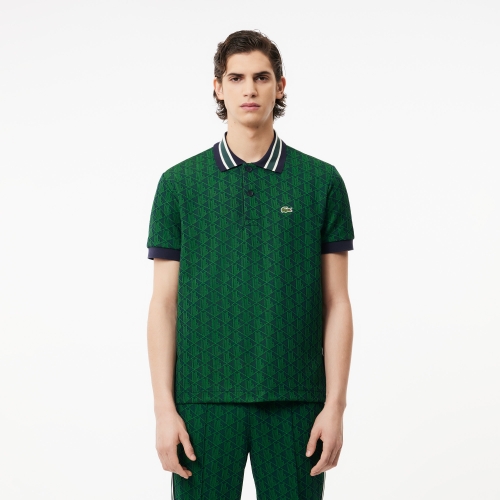 Classic Fit Contrast Collar Monogram Motif Polo Shirt