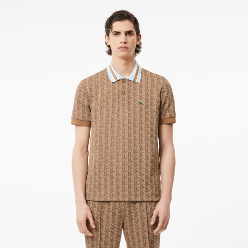 Classic Fit Contrast Collar Monogram Motif Polo Shirt