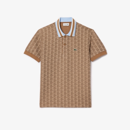 Classic Fit Contrast Collar Monogram Motif Polo Shirt