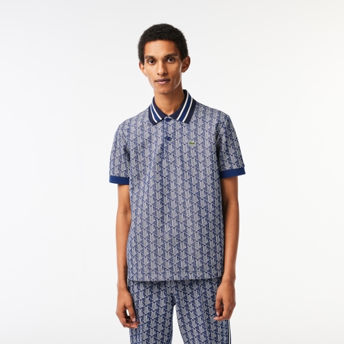 Classic Fit Contrast Collar Monogram Motif Polo Shirt