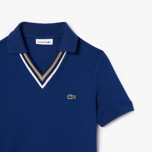 Slim Fit V Neck Stretch Pique Polo Dress