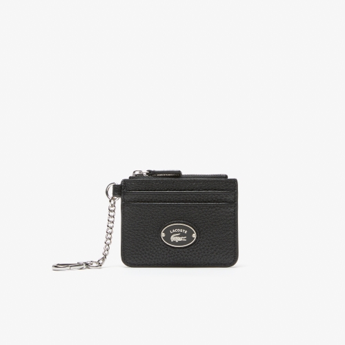 Women's Lacoste Snap Hook Grained Leather Card Holder