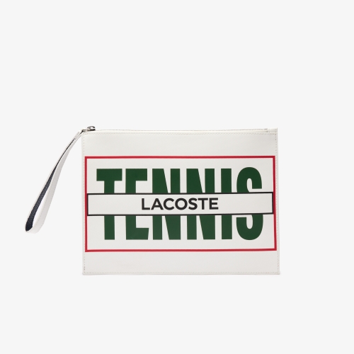 Tennis Print Coated Canvas Clutch