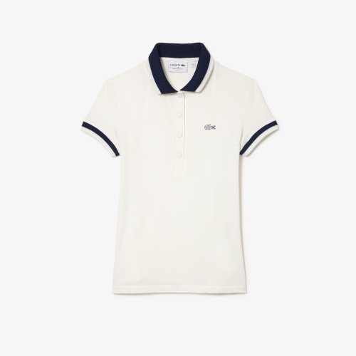 French Made Stripe Accent Piqué Polo Shirt