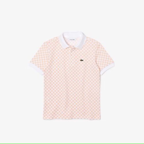 Boys’ Lacoste Checkerboard Print Cotton Piqué Polo Shirt