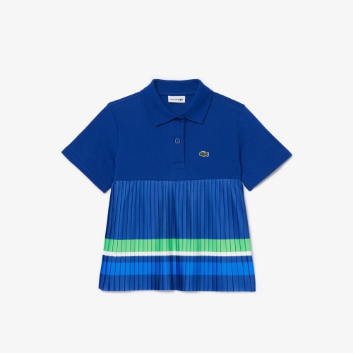 Pleated Hem Piqué Polo Shirt 