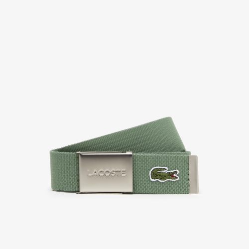 Men's Made in France Edition Lacoste Engraved Buckle Woven Belt