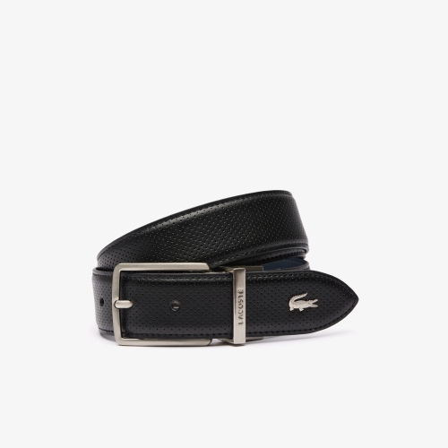 Men's Lacoste Engraved Buckle Reversible Piqué Leather Belt