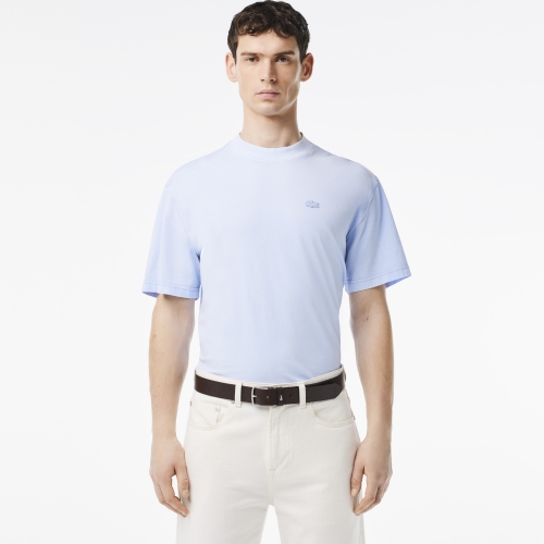 Grained Leather Croc Accent Belt