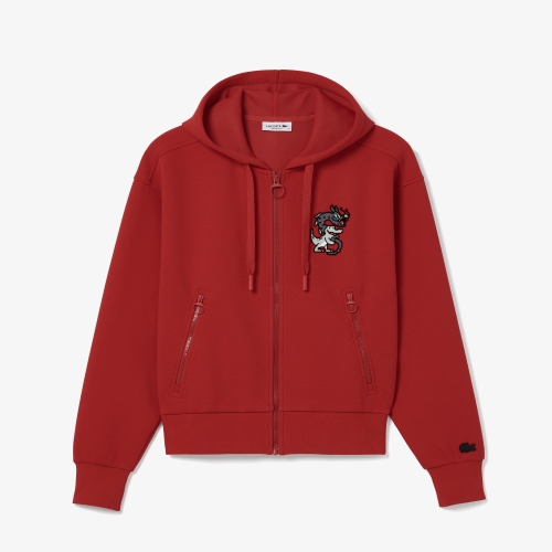 Printed Cotton Pique Zipped Sweatshirt