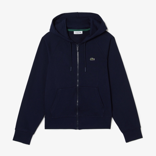 Women's Lacoste Hooded Organic Fleece Zippered Sweatshirt