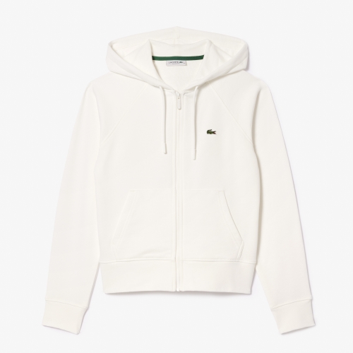 Women's Lacoste Hooded Organic Fleece Zippered Sweatshirt