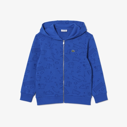 Printed Unbrushed Fleece Zipped Sweatshirt