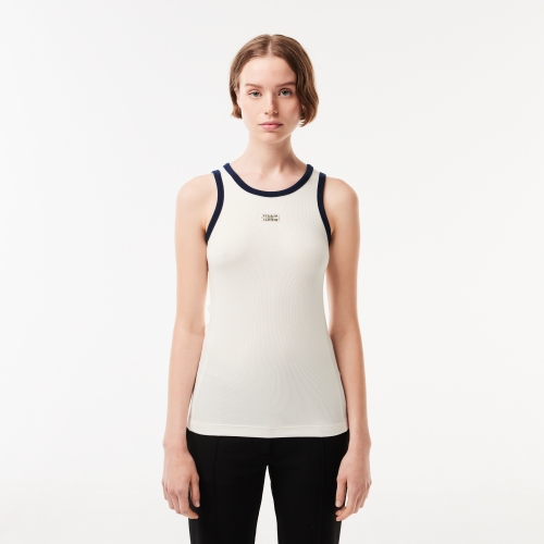 Flowing Rib Knit Tennis Badge Tank