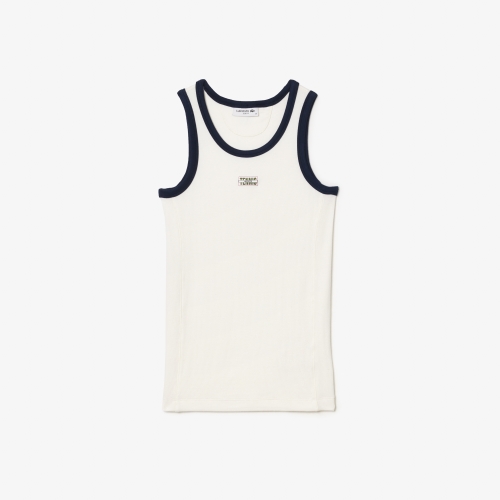 Flowing Rib Knit Tennis Badge Tank