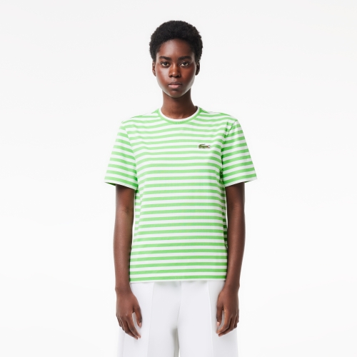 Women's Lacoste Loose Fit Striped Cotton Jersey T-Shirt