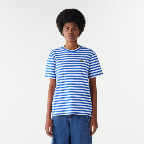 Women's Lacoste Loose Fit Striped Cotton Jersey T-Shirt