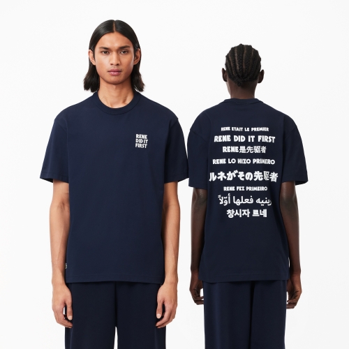 Cotton Piqué Effect Slogan Back T-shirt