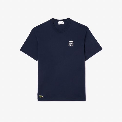Cotton Piqué Effect Slogan Back T-shirt