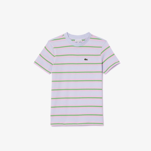 Kids’ Lacoste Stripe Print Cotton Jersey T-shirt